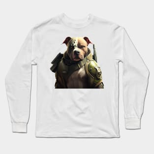 Pitbull soldier with a gun Long Sleeve T-Shirt